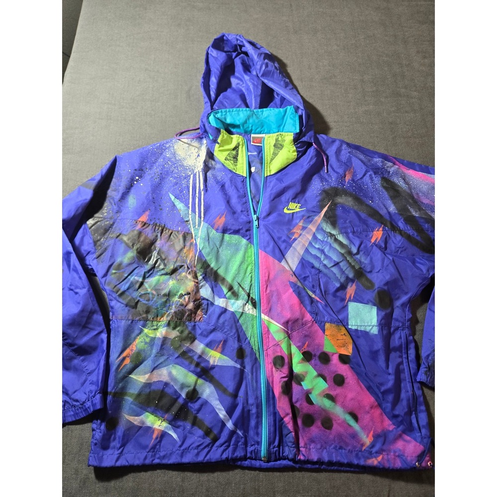 Vintage 90s Nike Challenge Court Andre Agassi Jacket Mens Neon Windbreaker